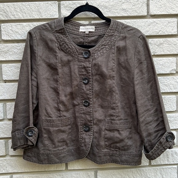 Marvin Richards Brown 100% Linen Jacket Sz M - Picture 2 of 9